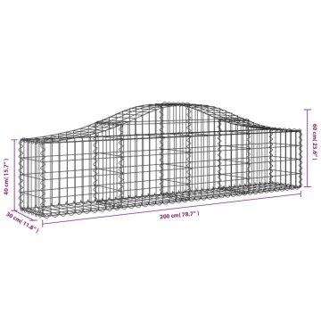 Coș gabion arcuit, 200x30x40/60 cm, fier galvanizat - Img 5