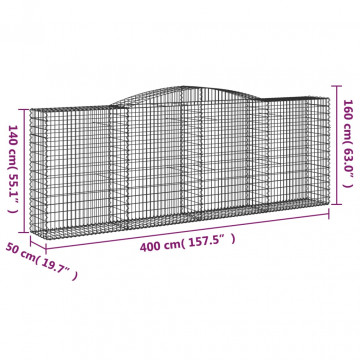 Coș gabion arcuit, 400x50x140/160 cm, fier galvanizat - Img 5