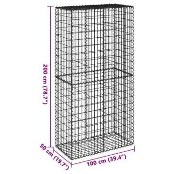 Coș gabion cu capac, 100x50x200 cm, fier galvanizat - Img 6