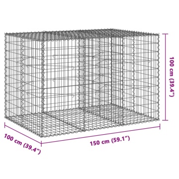 Coș gabion cu capac, 150x100x100 cm, fier galvanizat - Img 6