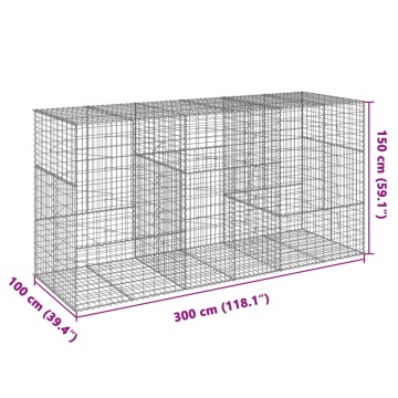 Coș gabion cu capac, 300x100x150 cm, fier galvanizat - Img 6