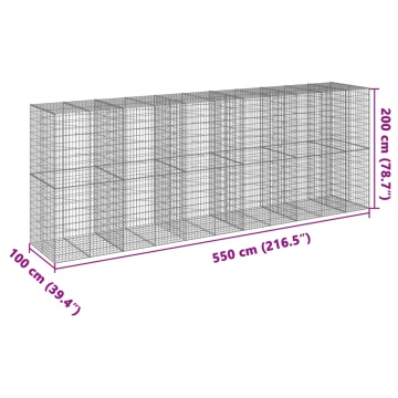 Coș gabion cu capac, 550x100x200 cm, fier galvanizat - Img 6