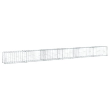 Coș gabion cu capac, argintiu, 600x50x50 cm, fier galvanizat - Img 2