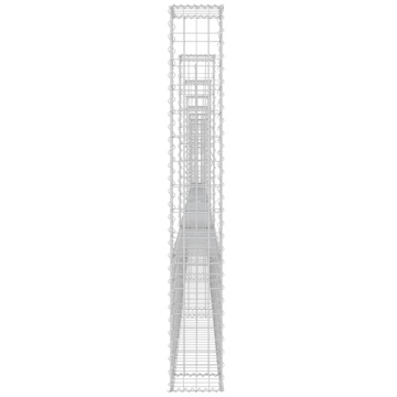 Coș gabion în formă de U cu 8 stâlpi, 860x20x150 cm, fier - Img 4