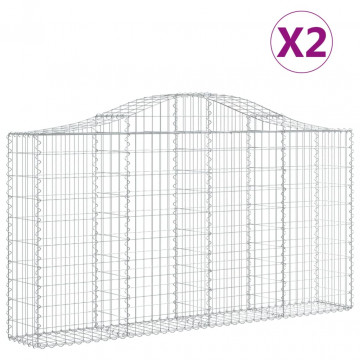 Coșuri gabion arcuite 2 buc, 200x30x100/120 cm fier galvanizat - Img 2