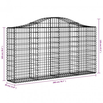 Coșuri gabion arcuite 2 buc, 200x30x100/120 cm fier galvanizat - Img 5