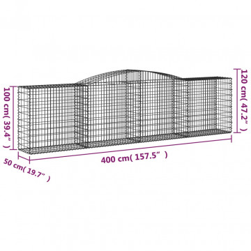 Coșuri gabion arcuite 2 buc, 400x50x100/120 cm fier galvanizat - Img 5