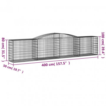 Coșuri gabion arcuite 7 buc, 400x50x80/100 cm, fier galvanizat - Img 5
