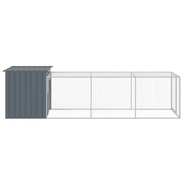 Coteț de pui cu incintă antracit 110x405x110 cm oțel galvanizat - Img 4