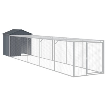 Coteț de pui cu incintă antracit 117x609x123 cm oțel galvanizat - Img 2