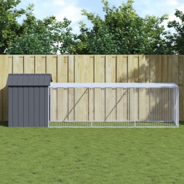 Coteț de pui cu țarc antracit 117x405x123 cm oțel galvanizat - Img 1