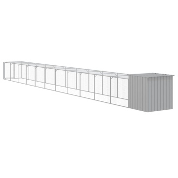 Coteț pui cu incintă gri deschis 110x1221x110cm oțel galvanizat - Img 8