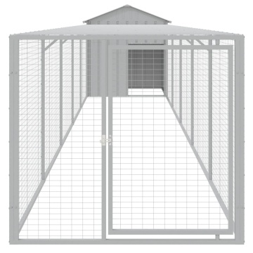 Coteț pui cu incintă gri deschis 117x609x123 cm oțel galvanizat - Img 3