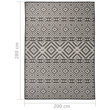 Covor de exterior, dungi negre, 200x280 cm, țesătură plată - Img 5