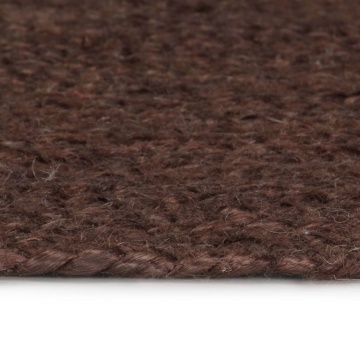 Covor manual, maro, 120 cm, iută, rotund - Img 3