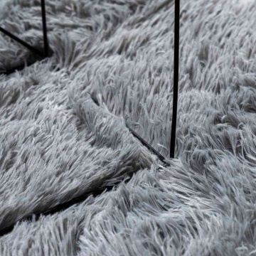 Covor shaggy cu pom înalt, NAVARRA, gri argintiu, 100x100 cm - Img 6