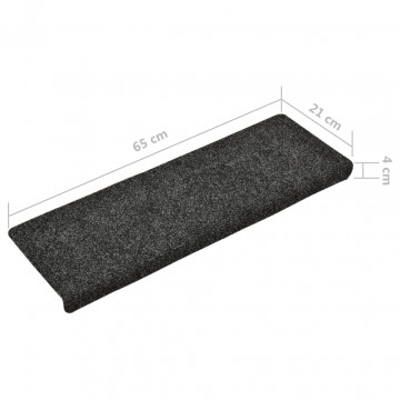 Covorașe de scări cusătură punch, 15 buc., gri, 65 x 25 cm - Img 5