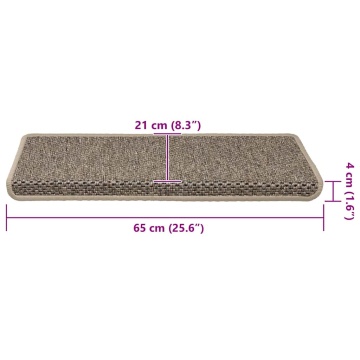 Covorașe scări autoadezive, 15 buc. bej 65x21x4 cm aspect sisal - Img 8