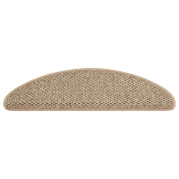 Covorașe scări autoadezive, 15 buc. bej închis, 65x21x4cm sisal - Img 3