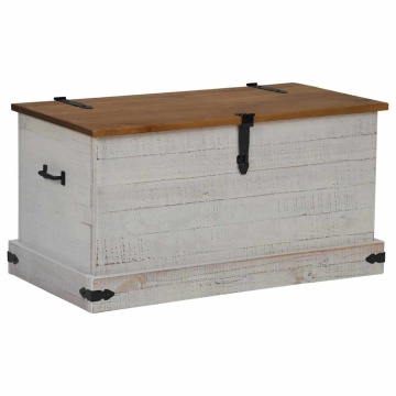 Cufă de depozitare HALDEN alb 91x48x47 cm lemn masiv de pin - Img 2
