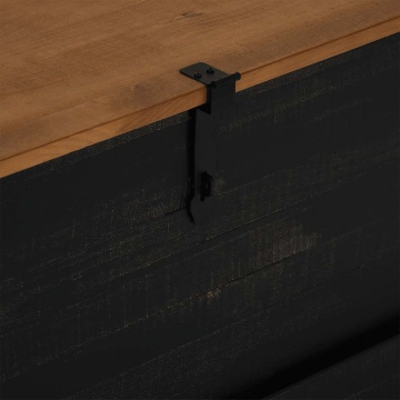 Cufă de depozitare HALDEN Negru 91x48x47 cm Lemn masiv de pin - Img 6