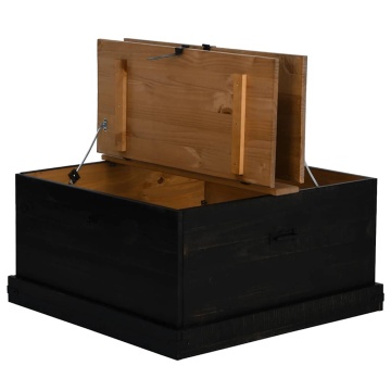 Cufă de depozitare HALDEN Negru 91x91x47 cm Lemn masiv de pin - Img 5