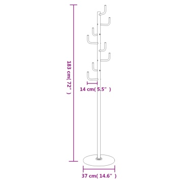 Cuier de haine, negru, 183 cm, fier vopsit electrostatic - Img 7