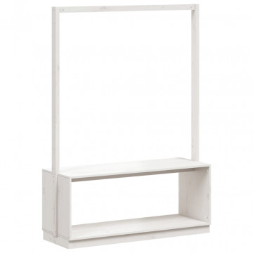 Cuier haine cu pantofar alb 113x40x157,5 cm lemn masiv de pin - Img 2