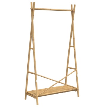 Cuier pentru haine cu raft, 102x50x190 cm, bambus - Img 6