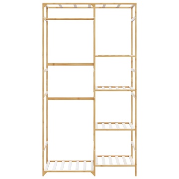 Cuier pentru haine cu rafturi, 100x50x184,5 cm, bambus - Img 3