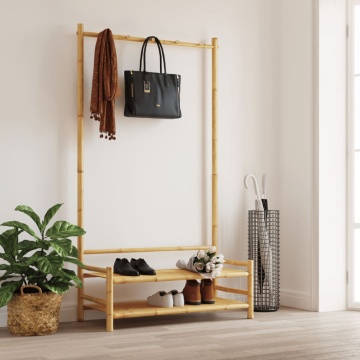 Cuier pentru haine cu rafturi, 103x40x183 cm, bambus - Img 3
