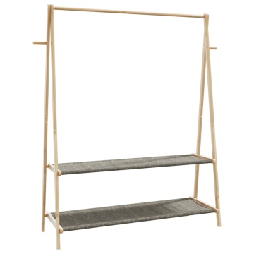 Cuier pentru haine cu rafturi, 132x45,5x150,5 cm, bambus - Img 5