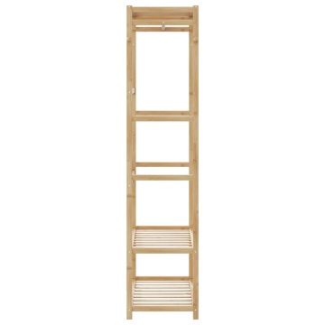 Cuier pentru haine cu rafturi, 80x40x175 cm, bambus - Img 4