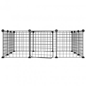 Cușcă animale de companie cu ușă 12 panouri negru 35x35 cm oțel - Img 3