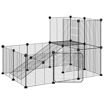Cușcă animale de companie cu ușă 20 panouri negru 35x35 cm oțel - Img 2