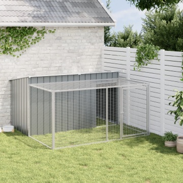 Cușcă câine cu țarc antracit 197x194x110 cm oțel galvanizat - Img 3