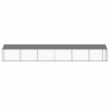 Cușcă câini cu acoperiș și ușă, gri, 12x2x2 m, oțel galvanizat - Img 4