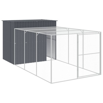 Cușcă de câine cu țarc antracit 214x457x181 cm oțel galvanizat - Img 2
