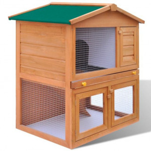 Cușcă de exterior iepuri cușcă adăpost animale mici 3 uși lemn - Img 3