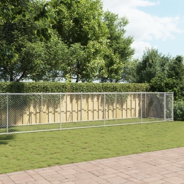 Cușcă pentru câini cu ușă, gri, 10x2x1,5 m, oțel galvanizat - Img 3