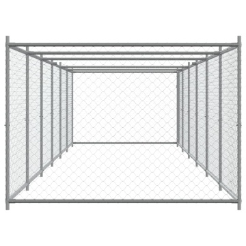 Cușcă pentru câini cu ușă, gri, 12x2x1,5 m, oțel galvanizat - Img 8