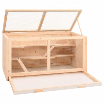 Cușcă pentru hamsteri, 89,5x45x45 cm, lemn masiv de brad - Img 3