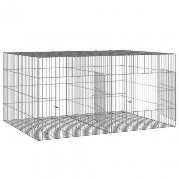 Cușcă pentru iepuri, 2 panouri, 110x79x54 cm, fier galvanizat - Img 3