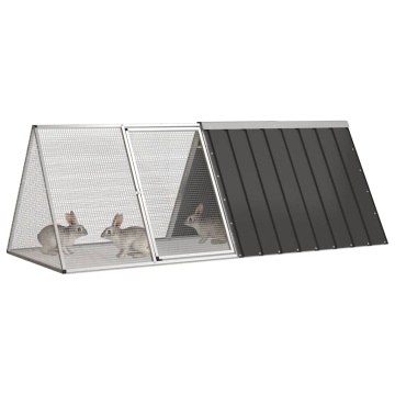 Cușcă pentru iepuri antracit 201,5x80,5x71 cm oțel galvanizat - Img 2