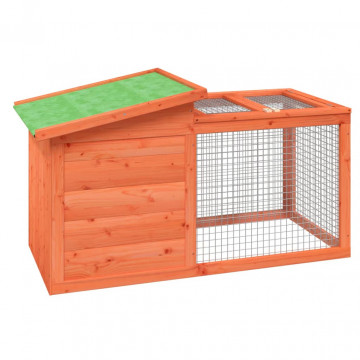 Cușcă pentru iepuri maro 100,5x54x55 cm lemn masiv de pin - Img 2