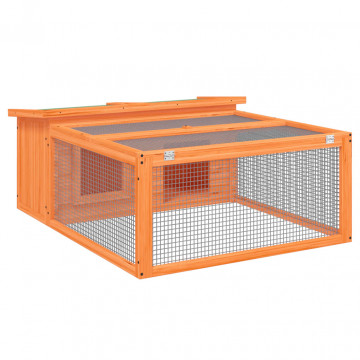 Cușcă pentru iepuri, maro, 117,5x97x47,5 cm, lemn masiv de pin - Img 2