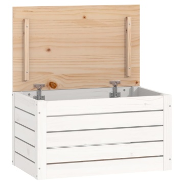 Cutie de depozitare, alb, 59,5x36,5x33 cm, lemn masiv de pin - Img 2