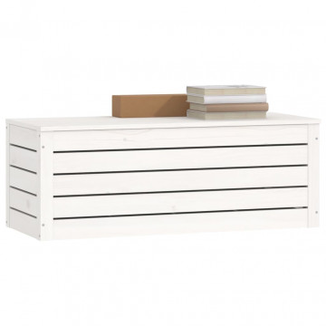 Cutie de depozitare, alb, 89x36,5x33 cm, lemn masiv de pin - Img 4