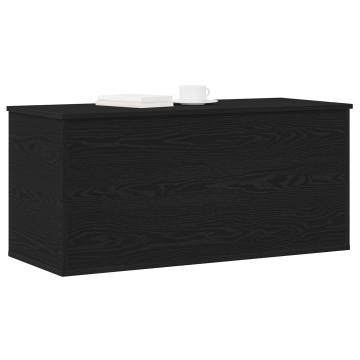 Cutie de depozitare cu capac Negru Stejar 100x42x46 cm Lemn prelucrat - Img 3