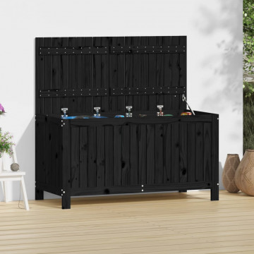 Cutie de depozitare grădină, negru, 121x55x64 cm lemn masiv pin - Img 1